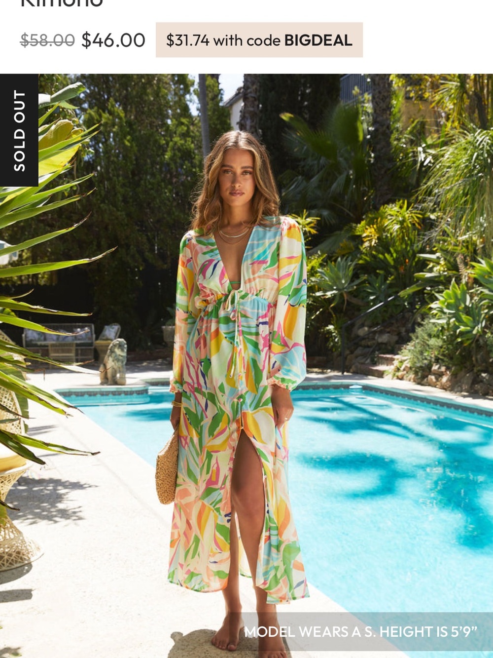 Vici Multi-Color Tropical Long Kimono Coverup
